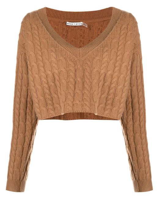 Alice + Olivia Ayden cable-knit cropped jumper