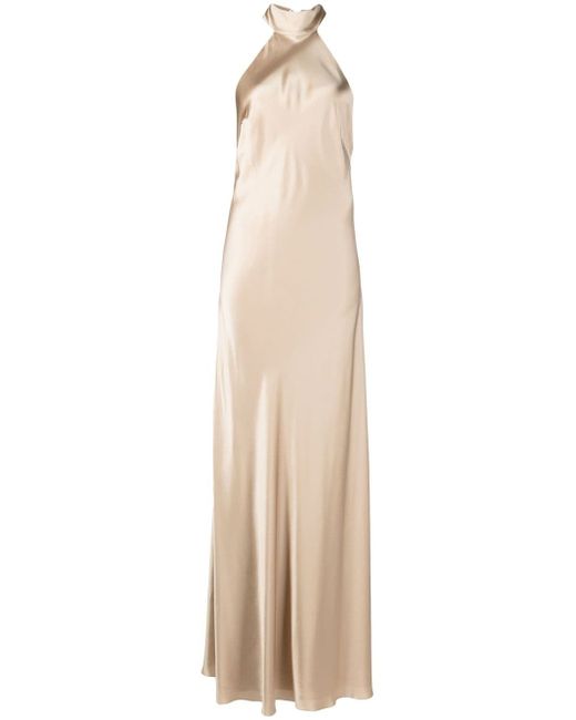 Michelle Mason backless halter-neck tie gown