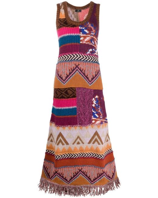 Etro intarsia knit long dress