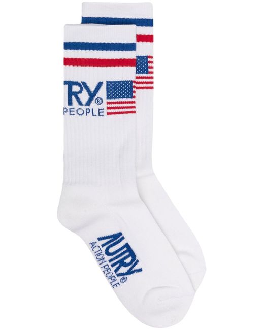 Autry logo-print ribbed socks