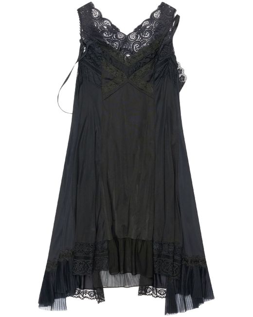 Balenciaga lace-trim sleeveless asymmetric-hem dress