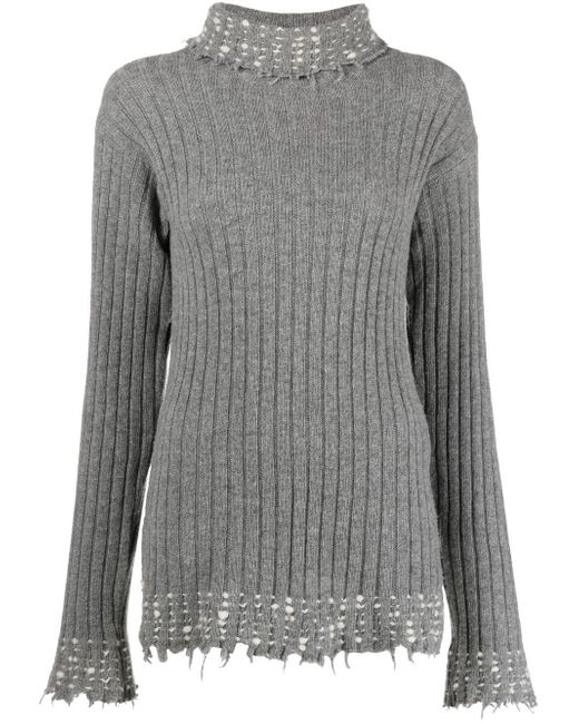 Marni raw-cut edge high-neck knitted jumper