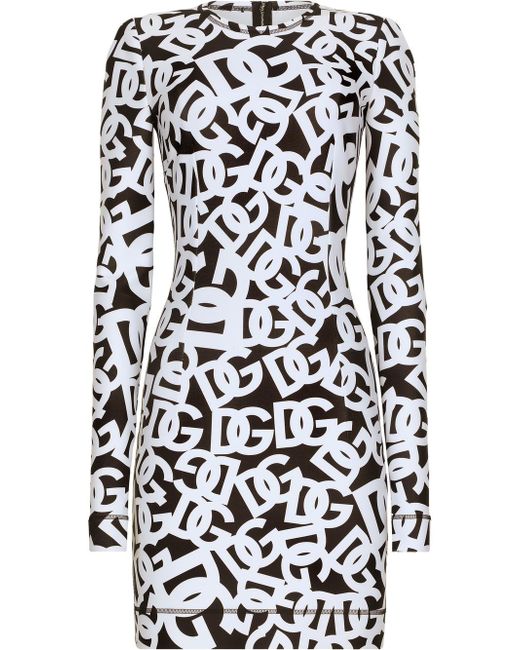 Dolce & Gabbana logo-print long-sleeve bodycon dress