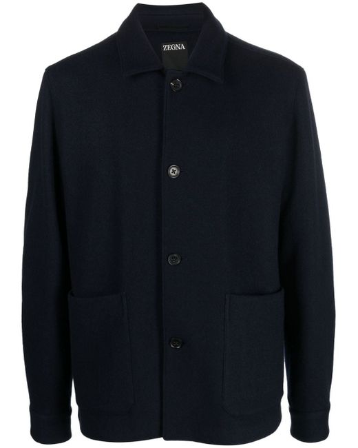 Z Zegna buttoned-up single-breasted coat