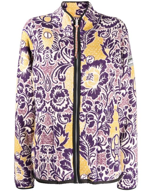Aries floral-pattern zip-up cardigan