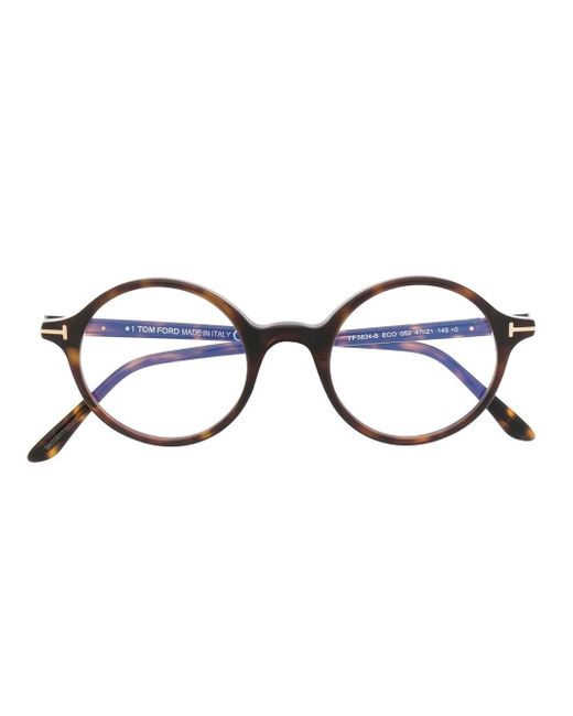 Tom Ford tortoiseshell-effect round-frame glasses