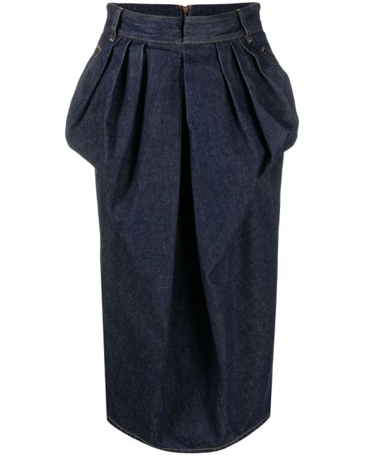 Maison Margiela pleat-detailing high-waisted denim skirt