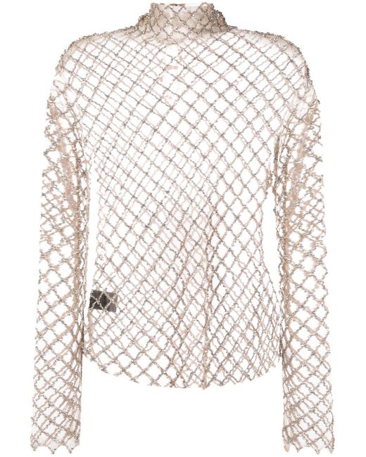 Isabel Marant sheer crystal-embellished mesh top