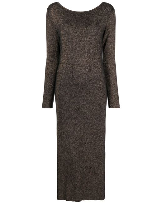 N.Peal metallic-knit open-back midi dress