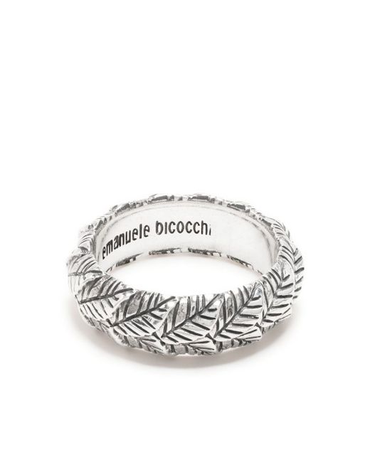 Emanuele Bicocchi engraved-leaves embellished ring