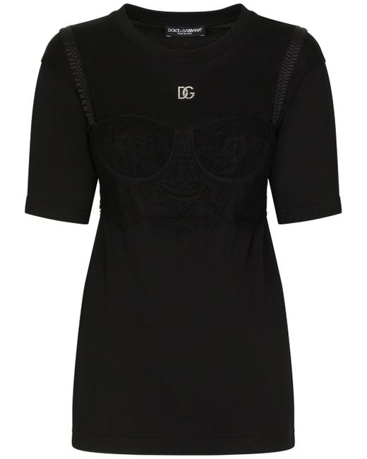 Dolce & Gabbana bralette-detailed short sleeved T-shirt