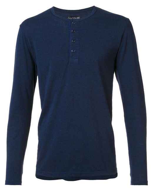 Goodlife split hem buttoned jersey Large Polyester/Cotton/Rayon
