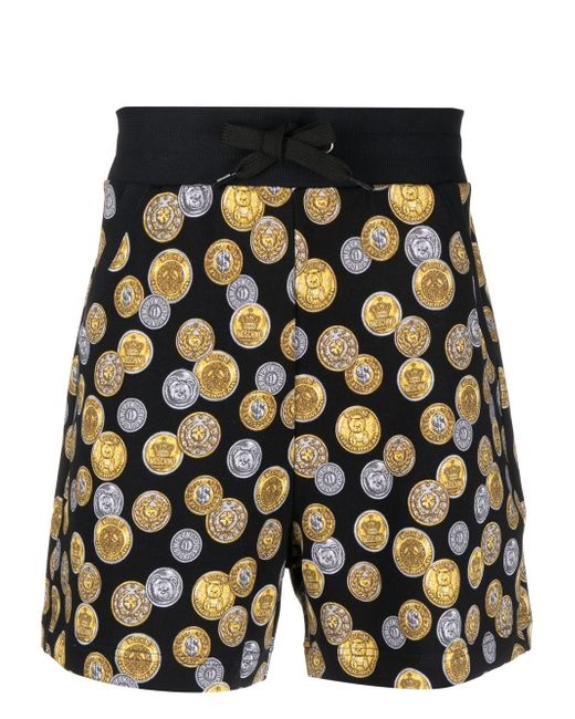 Moschino coin-print cotton track-shorts