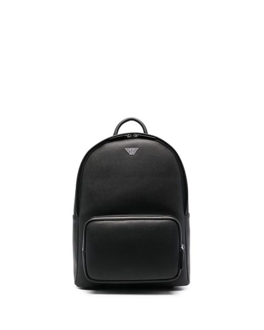 Emporio Armani logo-print leather backpack