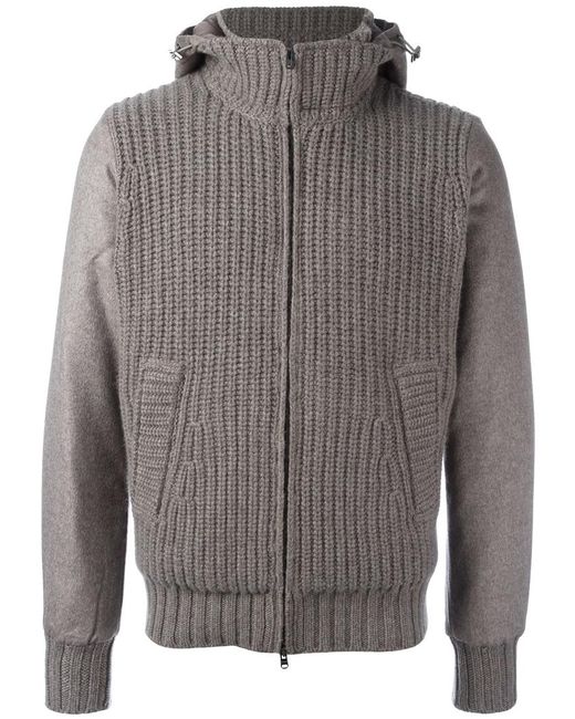 Herno zipped hooded cardigan 52 Cashmere/Polyamide/Polyester