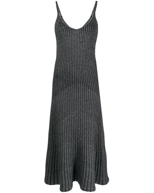 N.Peal lurex-knit detail midi dress