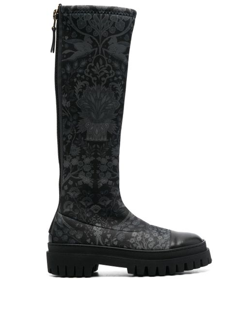 Etro floral-print knee-high boots