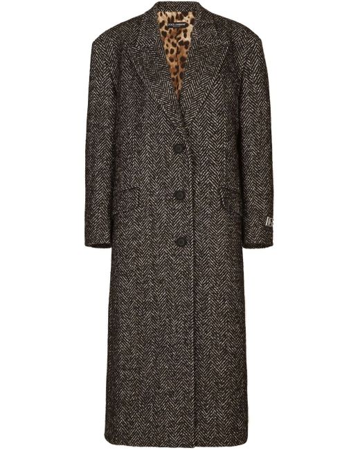 Dolce & Gabbana chevron single-breasted long coat