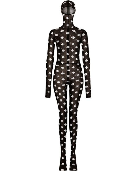 Dolce & Gabbana hooded logo-print jumpsuit