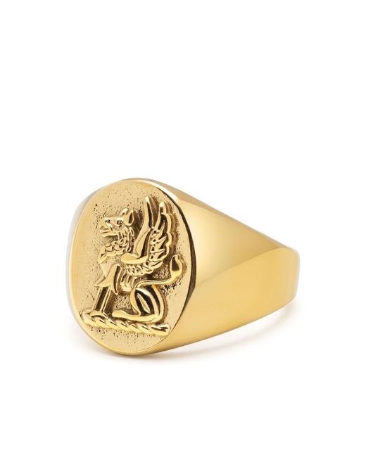 Nialaya Jewelry Lion Crest signet ring