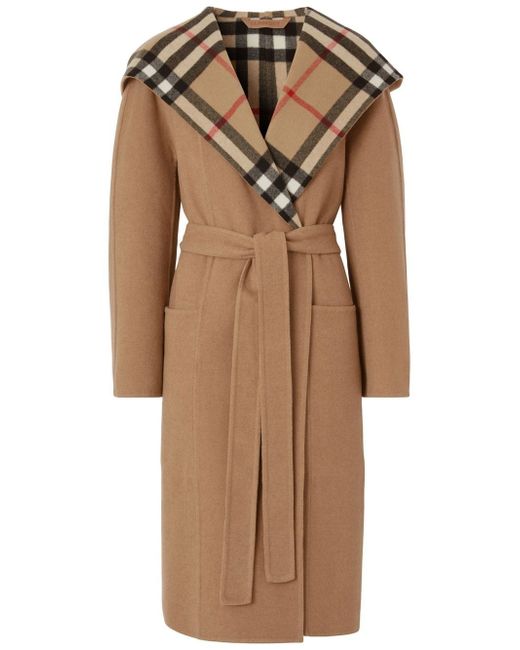 Burberry checked-detail wrap coat