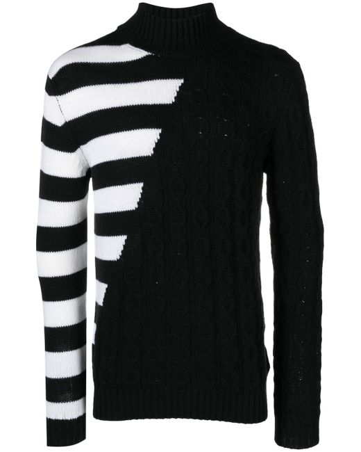 Tagliatore panelled striped virgin-wool jumper