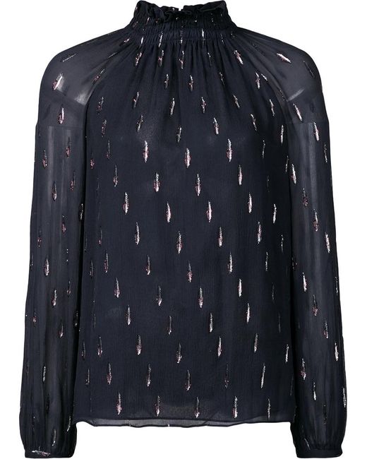 Rebecca Taylor high neck sheer blouse 4 Acetate/Silk/