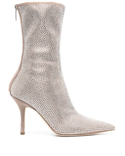 Paris Texas crystal-embellished 105mm pointed boots