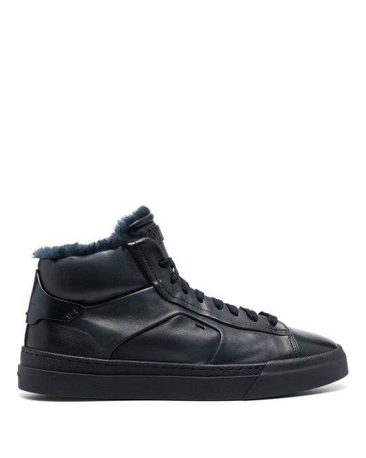 Santoni panelled high-top leather sneakers