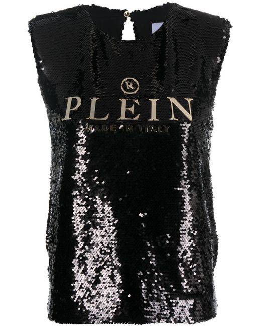 Philipp Plein sequin-embellished sleeveless blouse