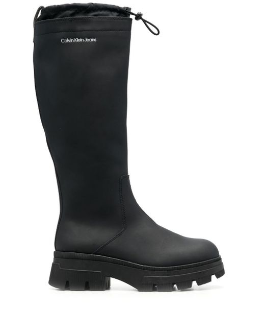 Calvin Klein drawstring knee-high rain boots