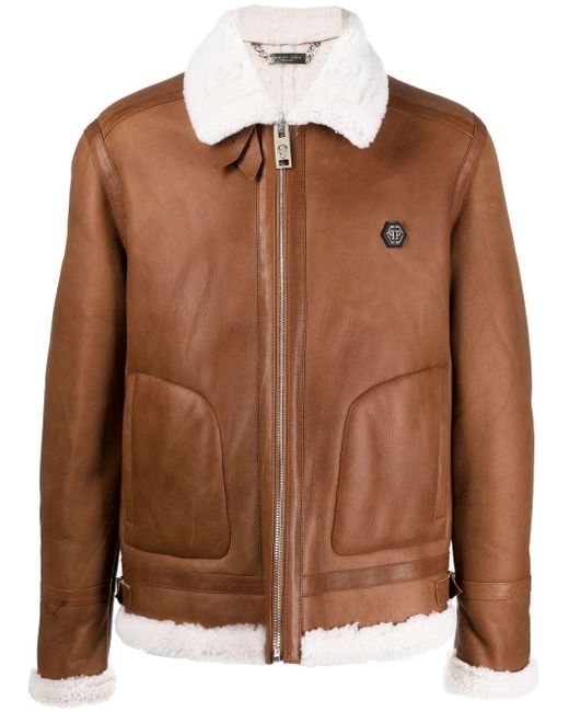 Philipp Plein Shearling-lined leather jacket