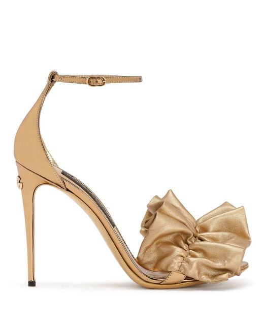Dolce & Gabbana ruched-detail metallic sandals