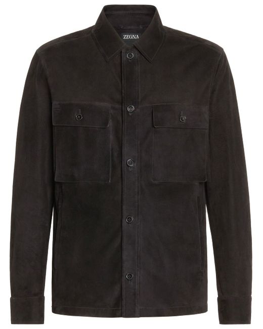 Z Zegna buttoned suede overshirt