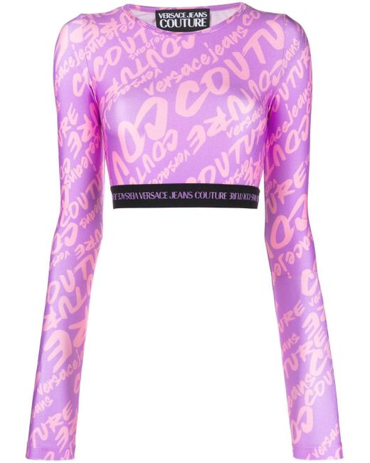 Versace Jeans Couture logo-print cropped top