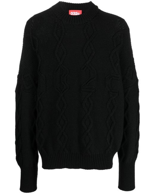 032C cable-knit crew neck jumper