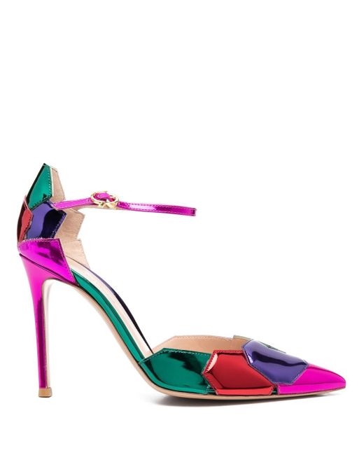 Gianvito Rossi metallic patchwork pointed-toe 105mm pumps