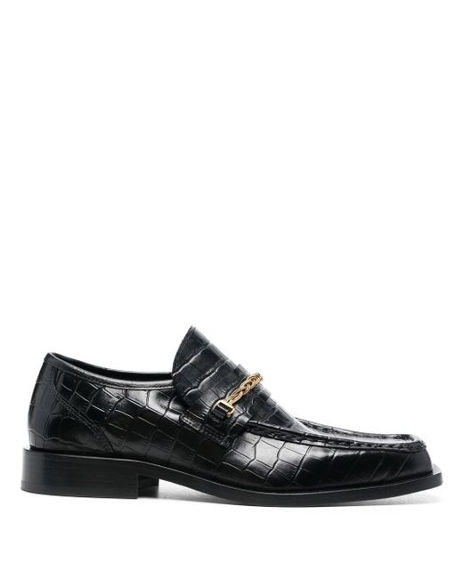 Ernest W. Baker crocodile-embossed chain-link loafers