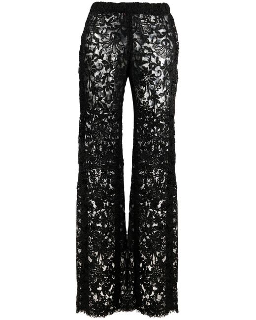 Saint Laurent guipure lace wide-leg trousers