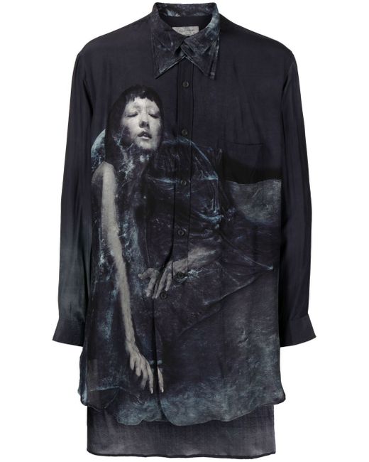 Yohji Yamamoto graphic print longline shirt