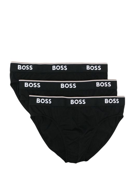 Boss logo-waistband briefs set of 3