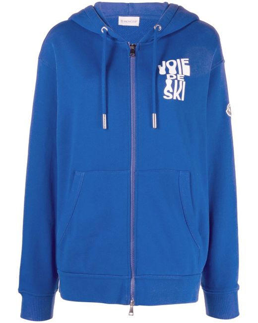 Moncler slogan-print zip-up hoodie