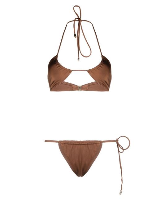 Manokhi halterneck tie-fastening bikini set