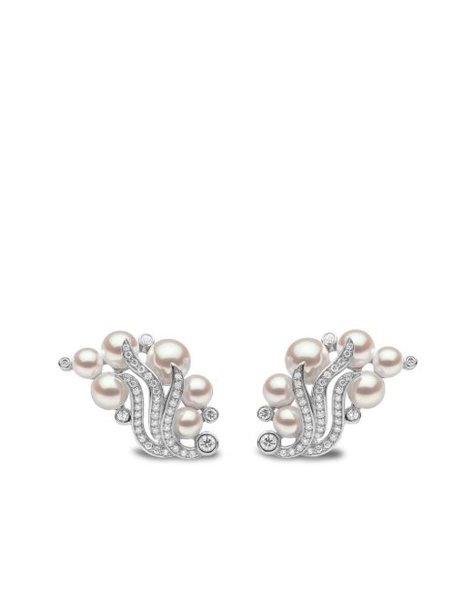 Yoko London 18kt white gold Raindrop pearl and diamond earrings