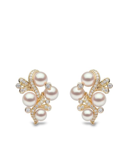 Yoko London 18kt diamond and pearl earrings