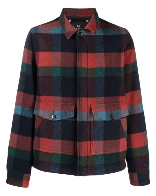 PS Paul Smith checkered pouch-pocket shirt jacket