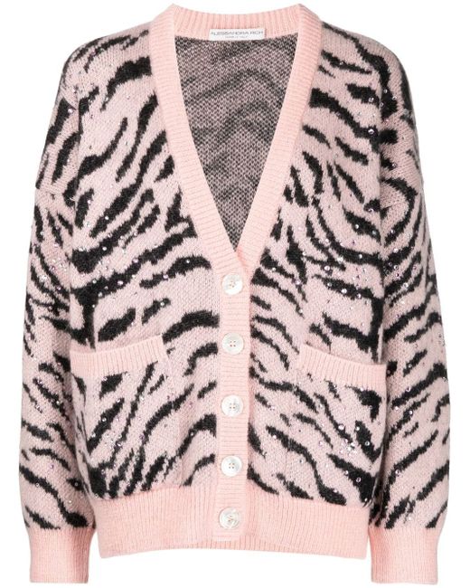 Alessandra Rich zebra-pattern V-neck cardigan