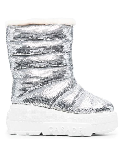 Casadei 80mm sequin-embellished chunky boots