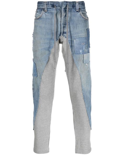 Greg Lauren patchwork-detail cropped jeans