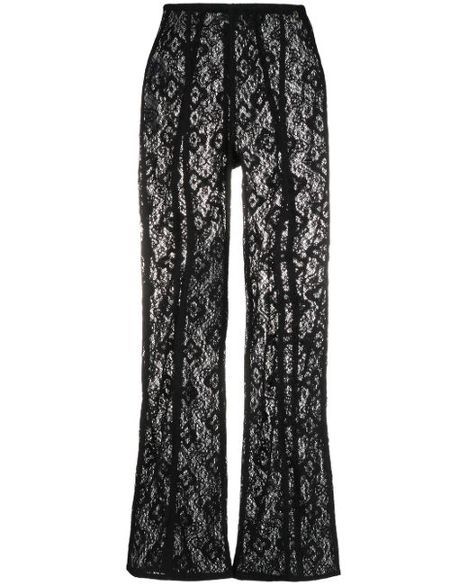 Ganni lace sheer flared trousers